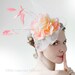 Ivory Floral Fascinator Summer Hatinator Headpiece Feather Light Weight Hat Hair Accessories Yellow Orange Peach Flowers Wedding Royal Ascot