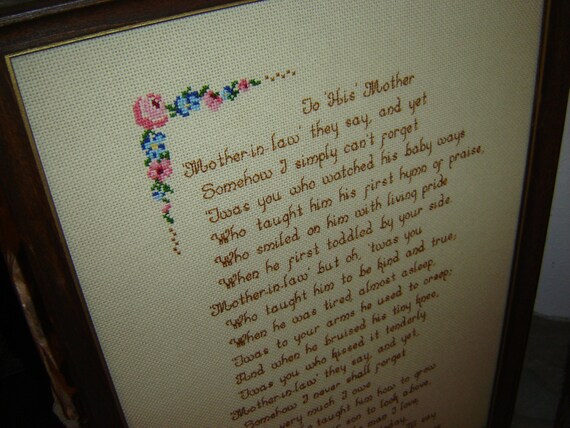 To His Mother a Cross Stitch Poem for That by SmokyMountainVintage