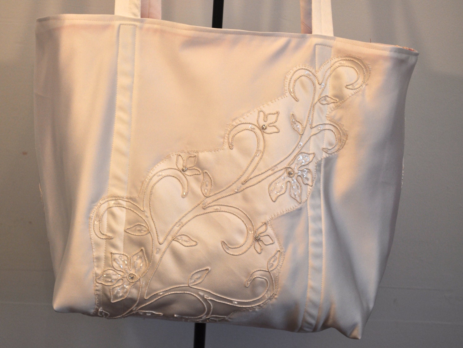 Regal duchess satin with fuschia pink interior brides bag bridal tote
