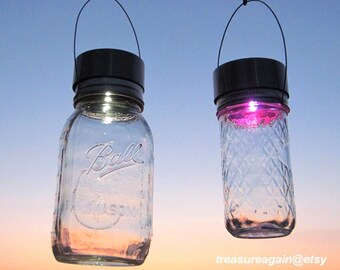 White- Color Mix Solar Lids 2, Rotating Color Glo and Mason Jar White LED Light Combo, DIY Hanging Outdoor Garden Solar Lantern, Lights Only