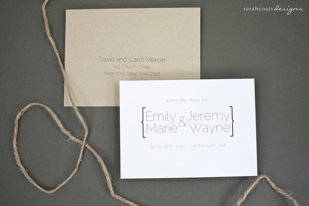 Rustic Wedding Save The Date Card (Sample)