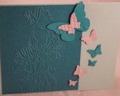 Blue and Pink Handmade Card with Butterflies