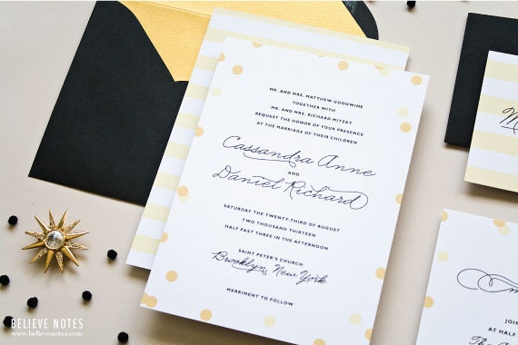 Gold Confetti - Gold and Black - Merriment Wedding Invitation Sample Set