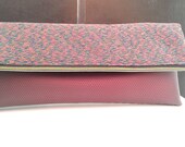 Two Way Multi Colored Cotton and Perforated Vegan Leather Clutch