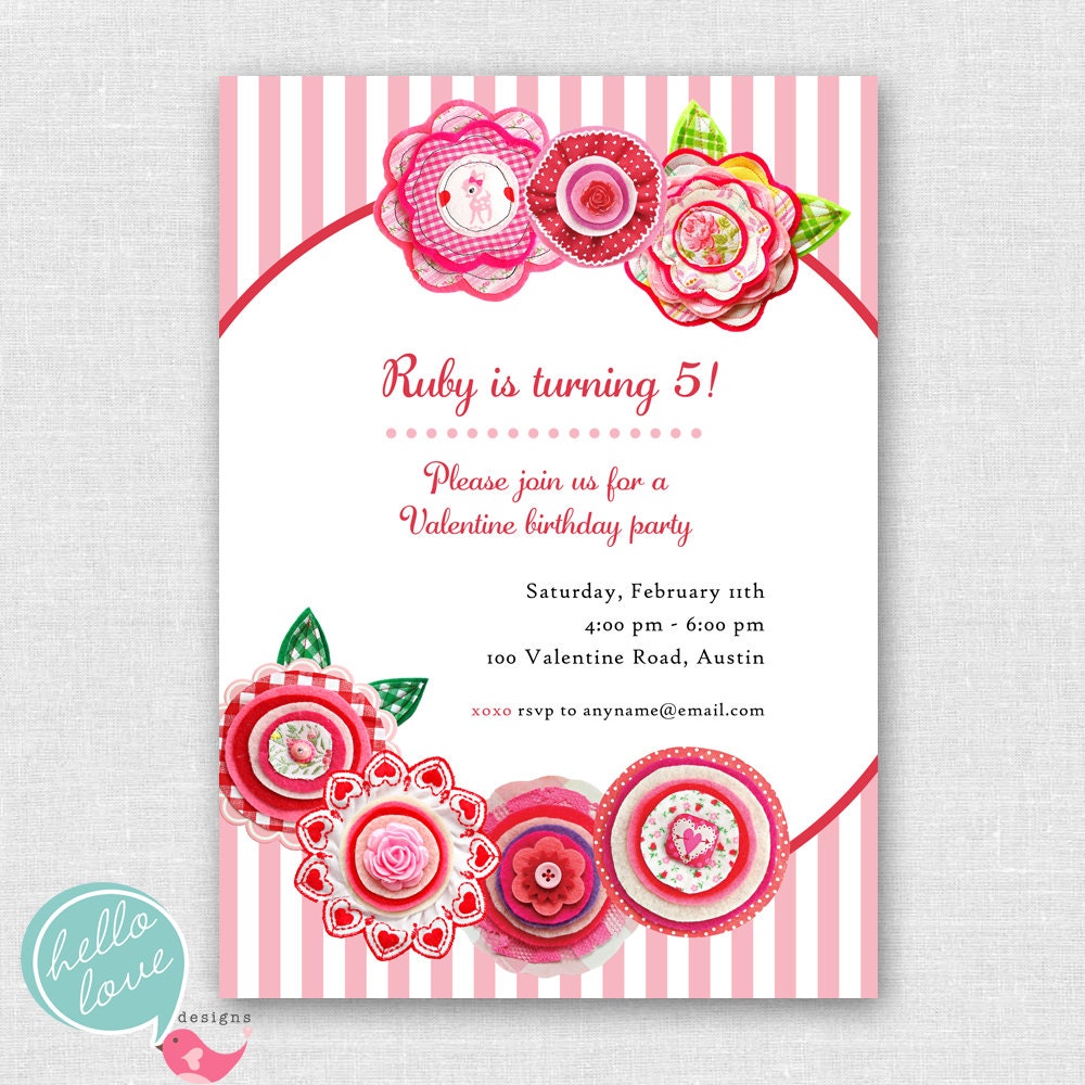 Valentine party printable birthday invitation Il_570xn