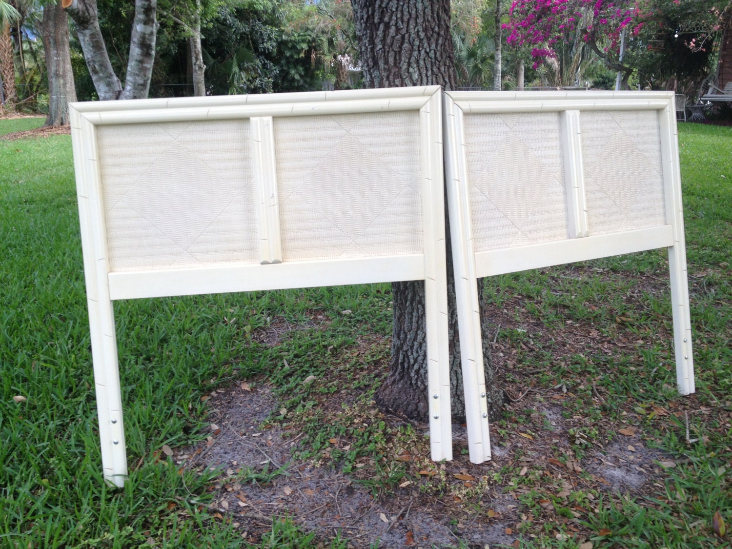 Mid Century Modern Cottage Chic Headboards  Faux Bamboo Chinoiserie Bali Hai Henry Link Ficks Reed by Modern Logic