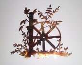 Wagon Wheel Copper Plated Wall Art