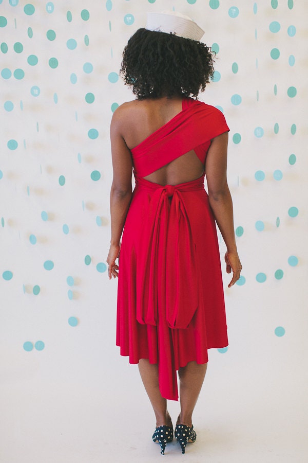 Sailor's Delight Red Octopus Convertible Wrap Dress-