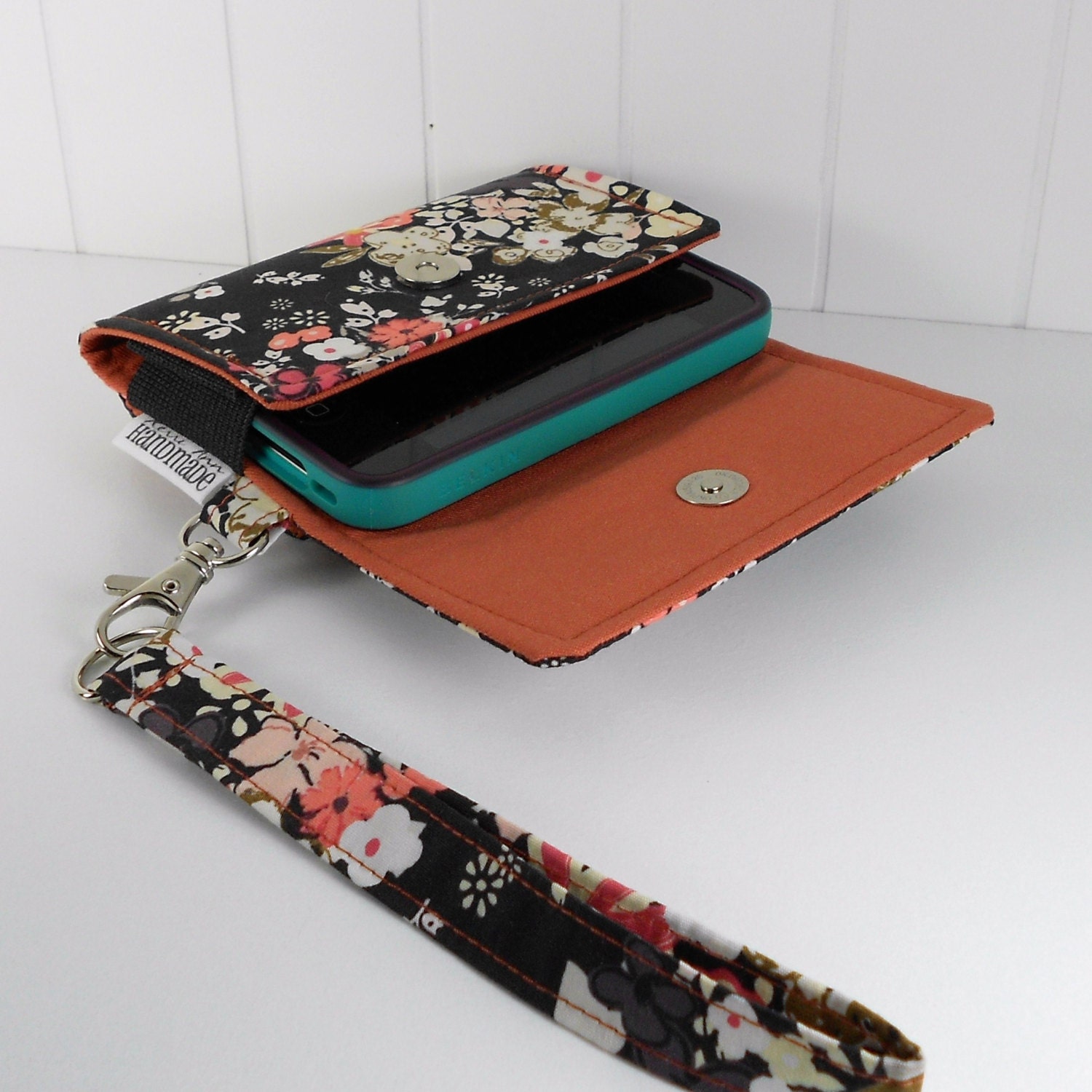 The Errand Runner - Cell Phone Wallet - Wristlet - for iPhone/Android - Femme Metale/Terra Cotta