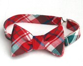 LIMITED EDITION - Men's Red and Hunter Green Plaid Madras Bow Tie