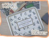 Korea Wooden Rubber Alphabet Stamp Tin Box Set - Lower Case 28 Pcs