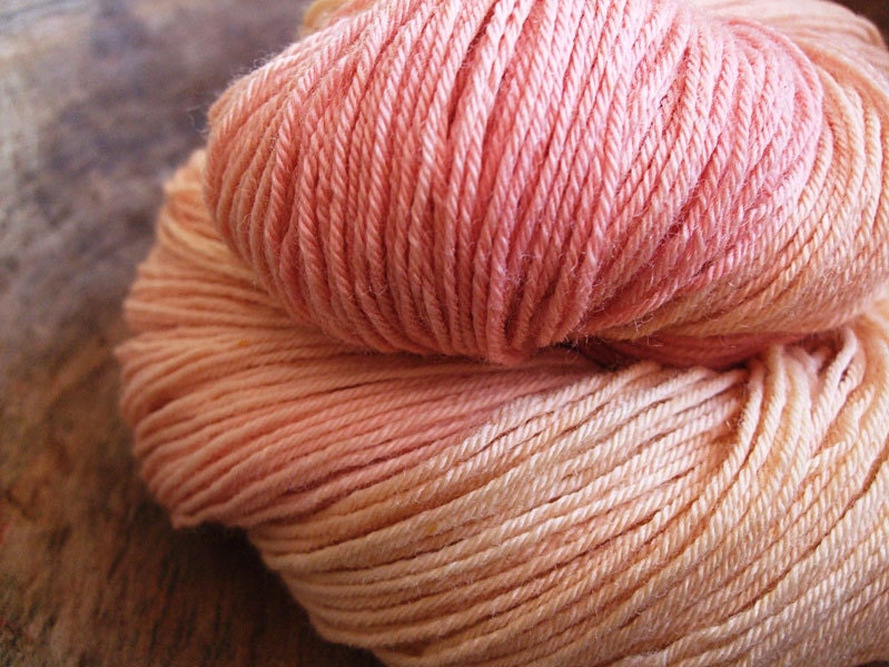 Bounce - Peaches - Handdyed sock weight yarn organic merino
