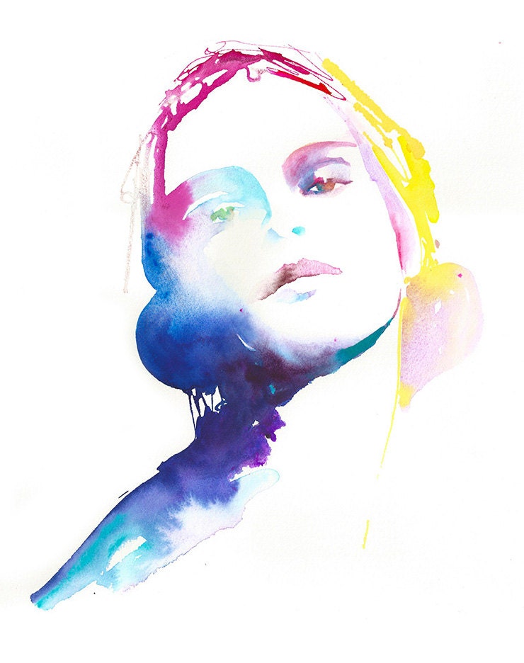 Original Watercolor Painting, Fashion illustration - ink watercolor