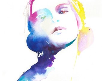 Original Watercolor Painting, Fashion illustration - ink watercolor