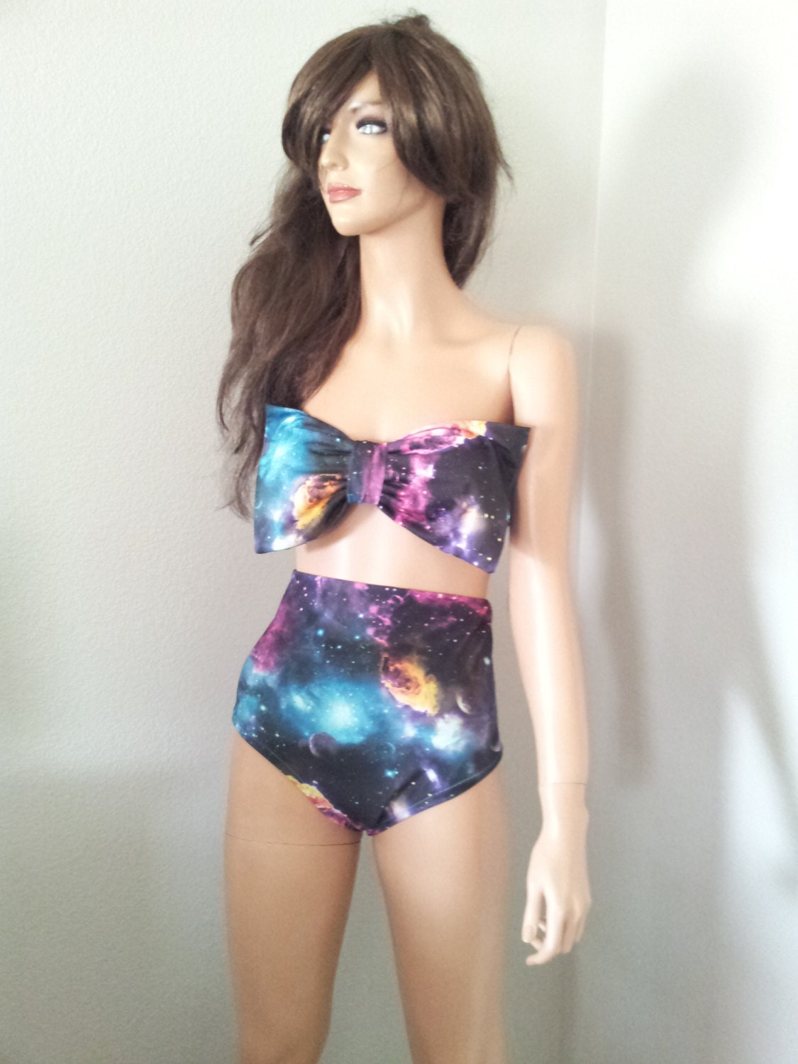 Galaxy bow bandeau bikini & high waisted bottoms