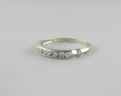 Antique Diamond Wedding Ring. Diamonds set in White Gold, Circa 1930s.