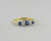 Stunning Diamond and Sapphire Ring. Platinum and Yellow Gold, Circa 1920s.