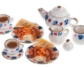 cooked breakfast with tea for two dollhouse miniature food