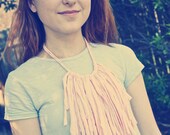 Light Pink Jersey Fringe Necklace