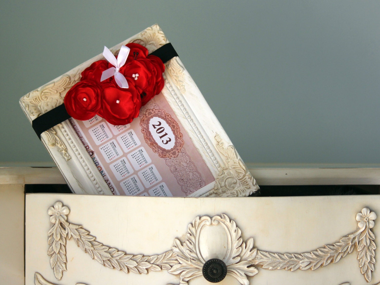 Red baby girl headband photo prop vintage style wedding