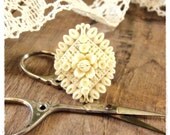Ivory Floral Cocktail Ring, Shabby Chic Statement Jewelry, Upcycled, Repurposed, Vintage Inspired Eco Friendly Jewelry