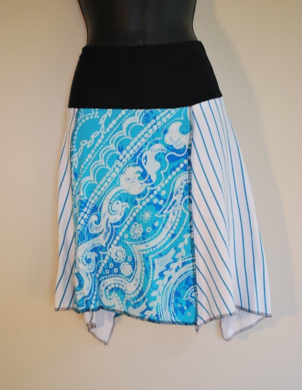 Recycled tee shirt skirt  small with rayon yoga style waistband