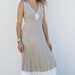 Maxi Bias Cut Linen Dress in Natural Sand with White