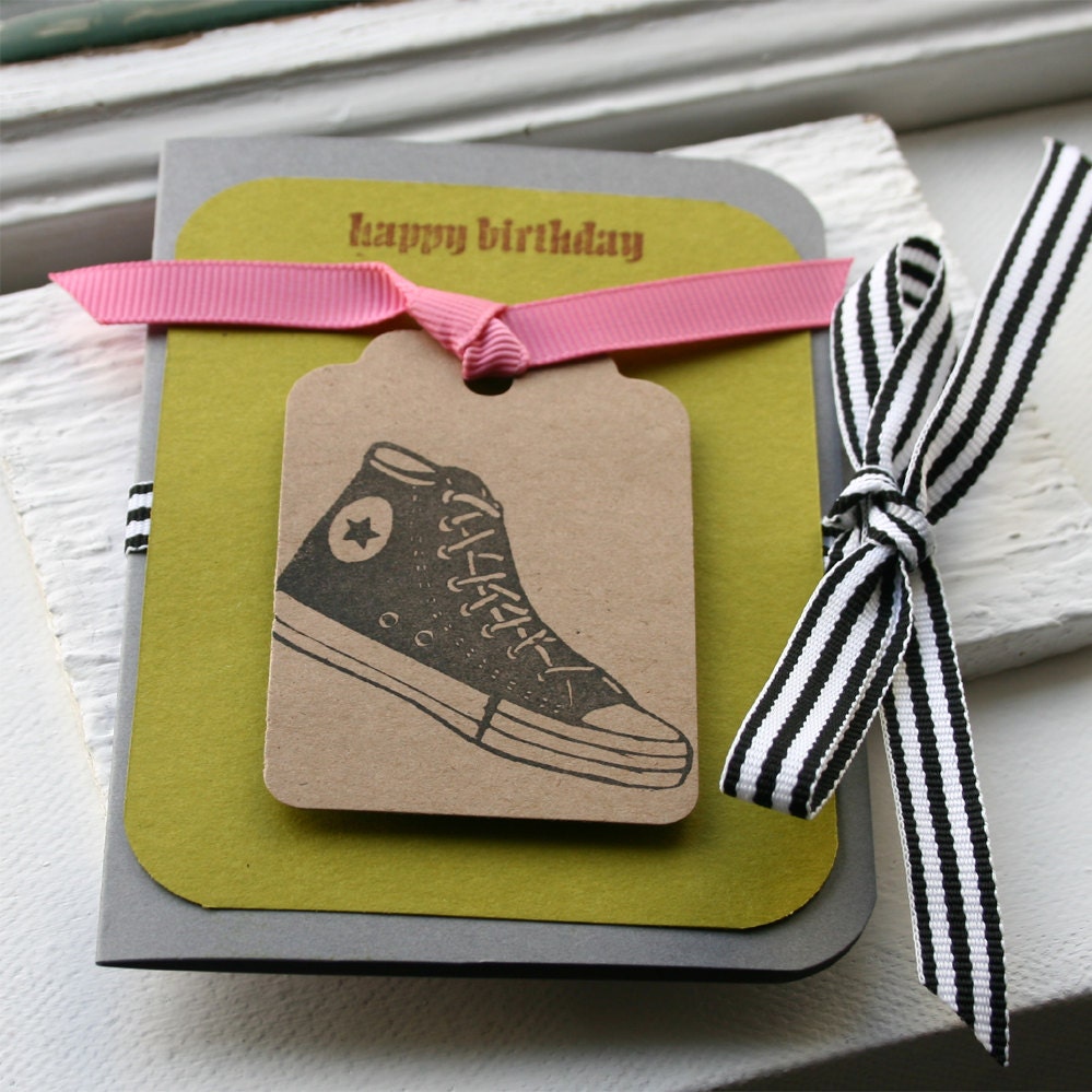 Sneaker Gift Card Holder - Pink and Green
