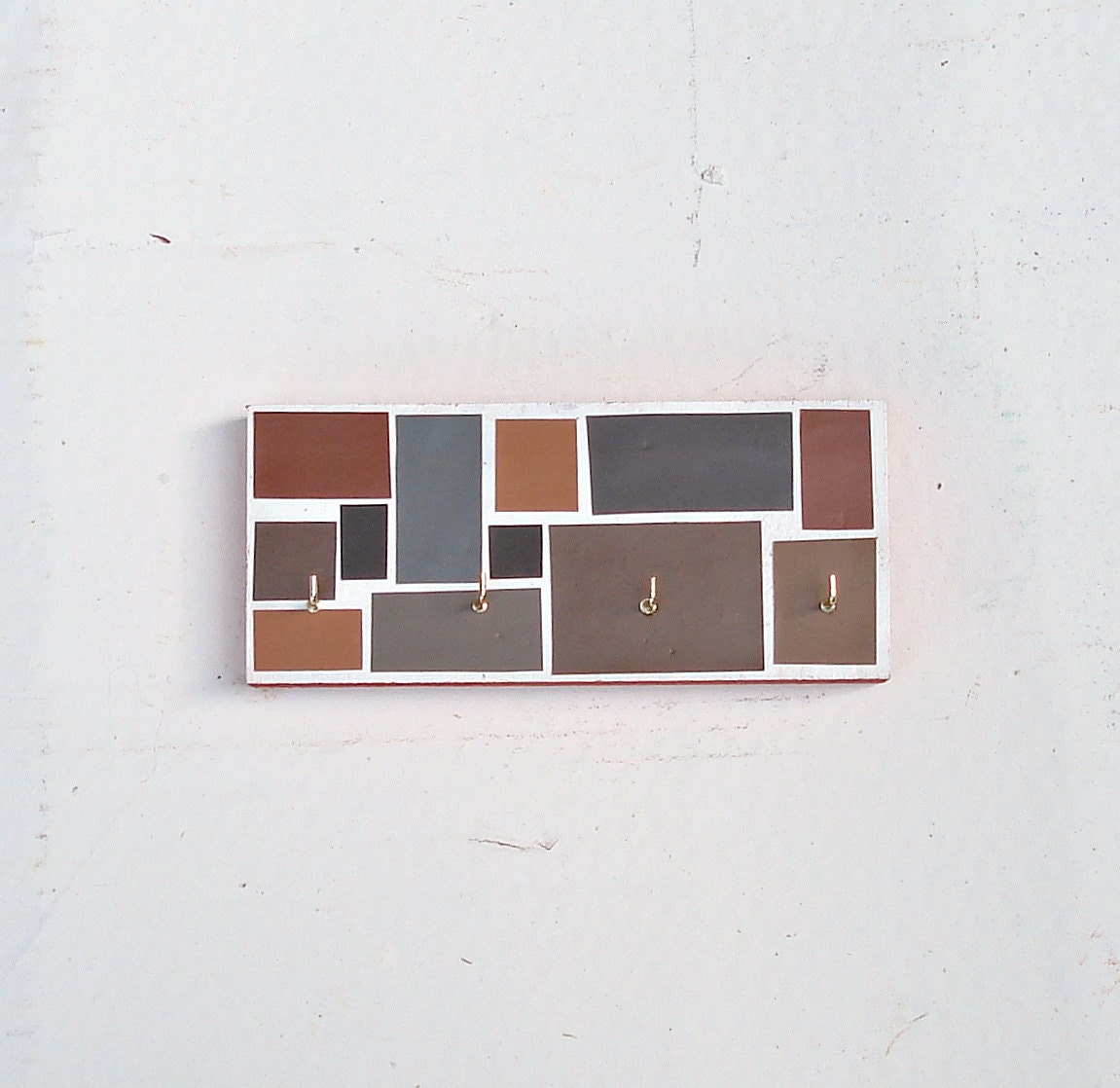 Key Hanger in a Brown & Orange Mosaic Pattern - For the man in your life