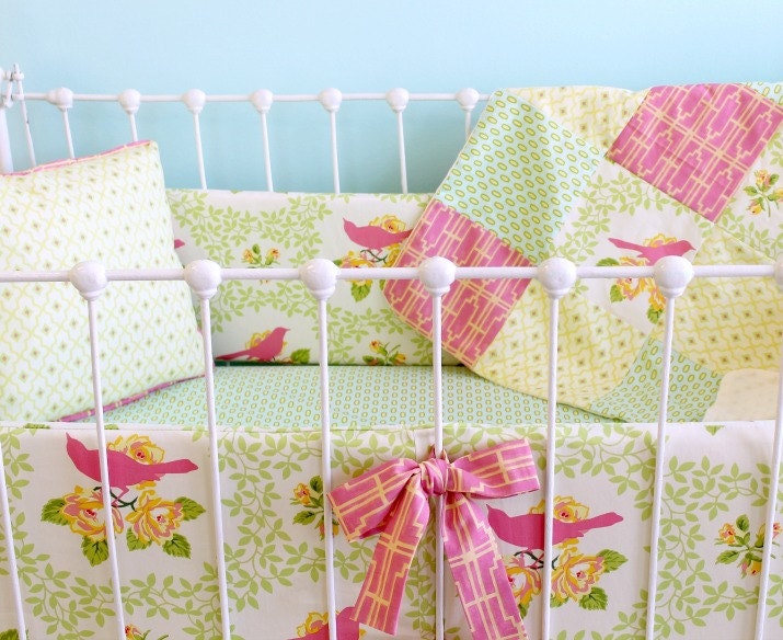 Pink Sweet Birdie Ruffle bedding