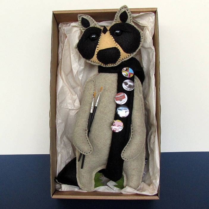 Artist Andy Handmade Raccoon Felt Doll warhol