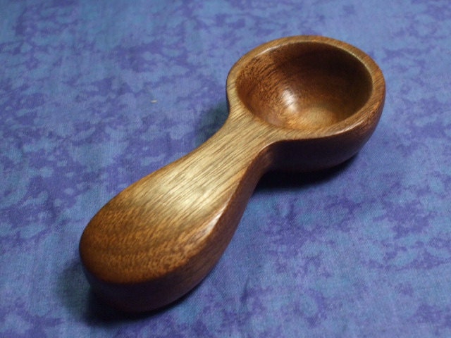 Hand carved coffee scoop in black walnut wood
