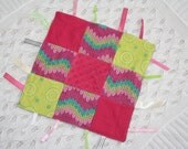 Ribbon Blankie- Pink, Grey, Green Knit Pattern
