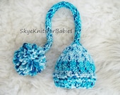 Newborn Chunky Elf Hat with Pom Pom, Photography Prop, Many Color Choices Available