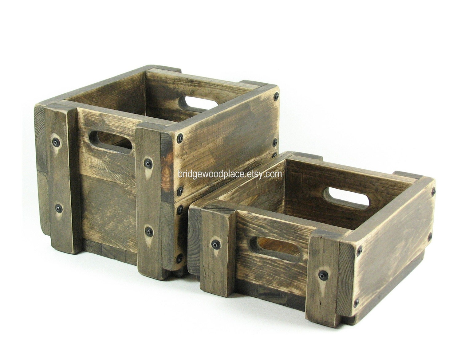 Table Centerpiece Wooden Crate Wood Box Gift Basket Matching Set Rustic Decor Accessories