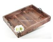 Ottoman Tray Large Wooden Coffee Table Tray Serving Tray with Handles