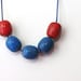 Nautical necklace - summer necklace - red and blue wooden beaded modern necklace - minimalist beach jewelry