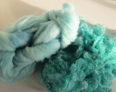 Targhee Rambouillet Roving, BFL locks Jade Green Spinning fiber