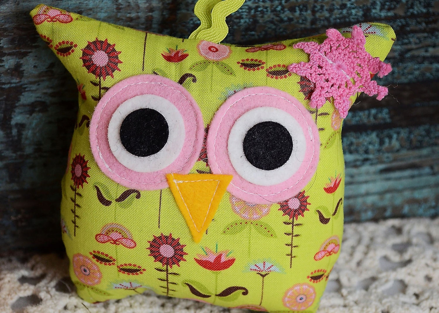 Owl Baby Shower Decoration/  Lime Pink Owl Pillow Plush / Ornament / Smash Cake / Birthday Favor/ Mini Itty Bitty / jp pinkdaisy original