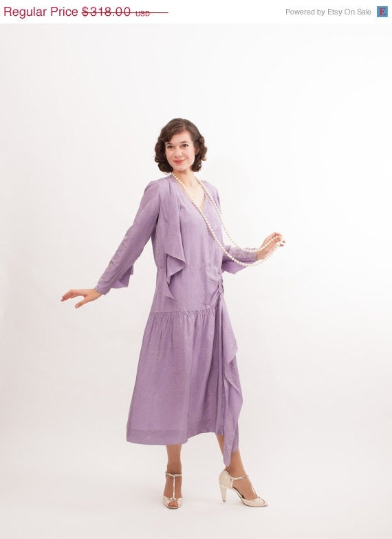 30% OFF - 1920s Dress - 20s Dress - Lilac Silk Downton Abbey Dress