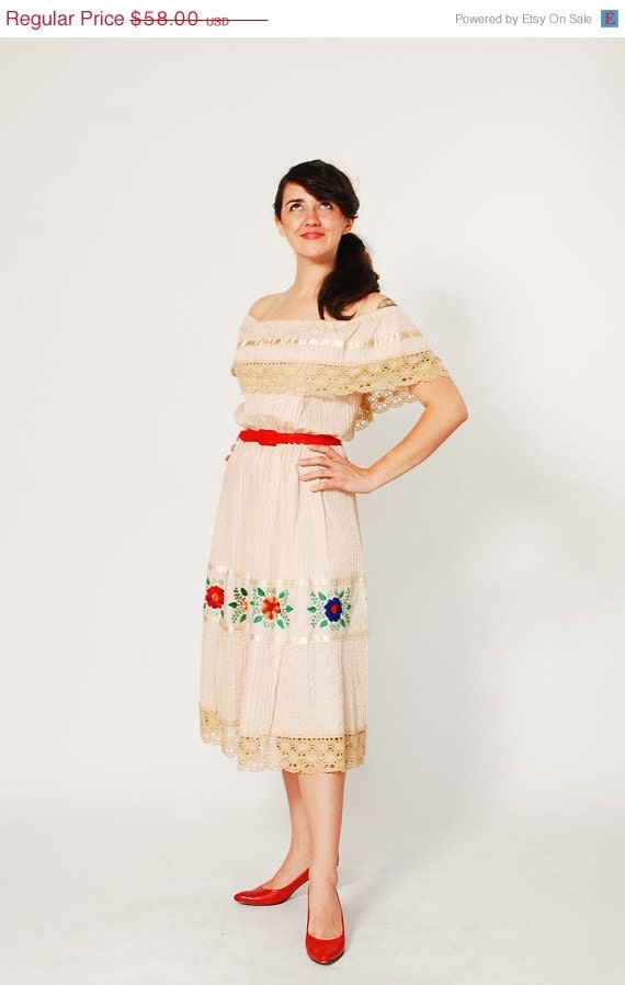30% OFF - 70s Mexican Dress - 1970s Summer Dress - The Tulum Dress