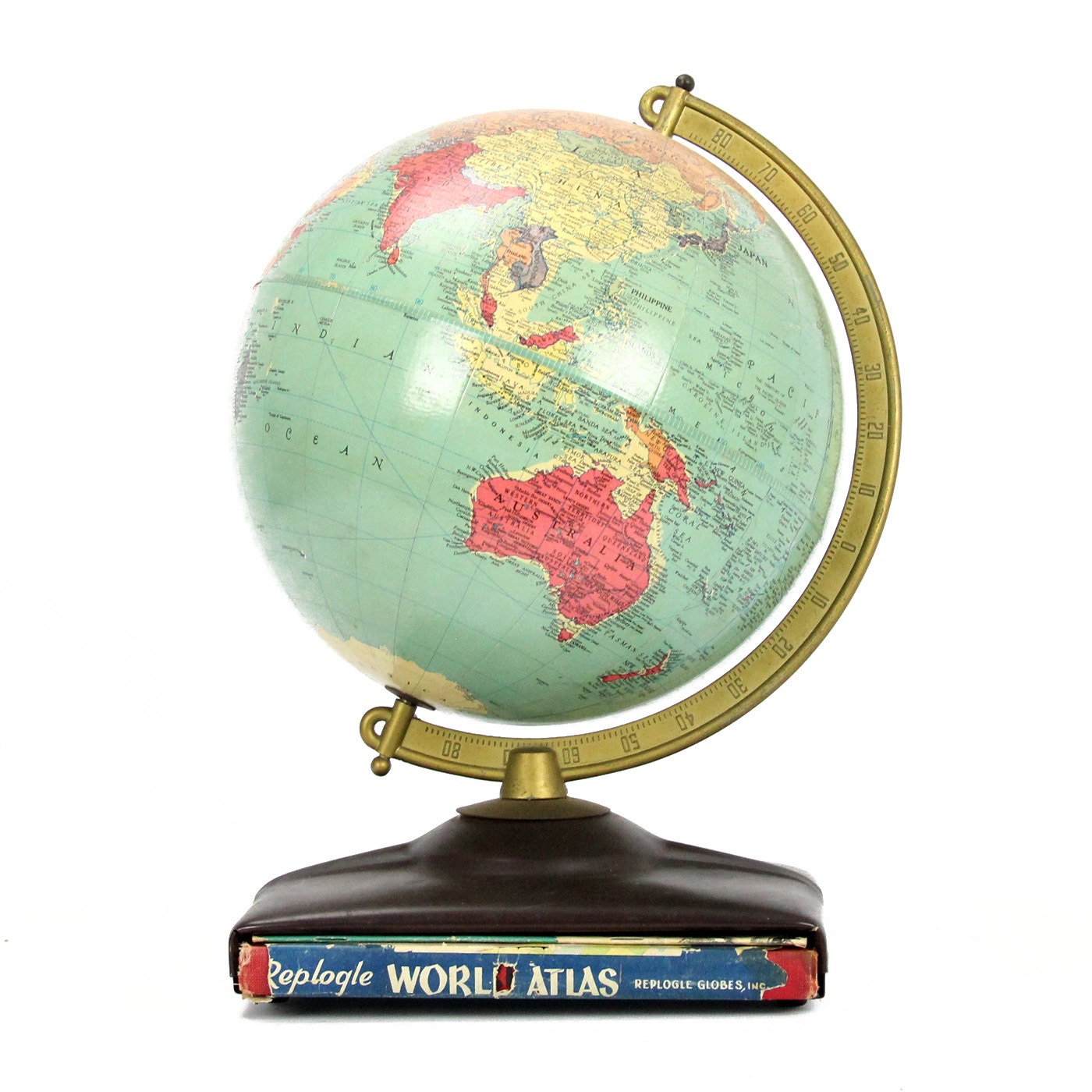 vintage replogle 10 inch reference globe