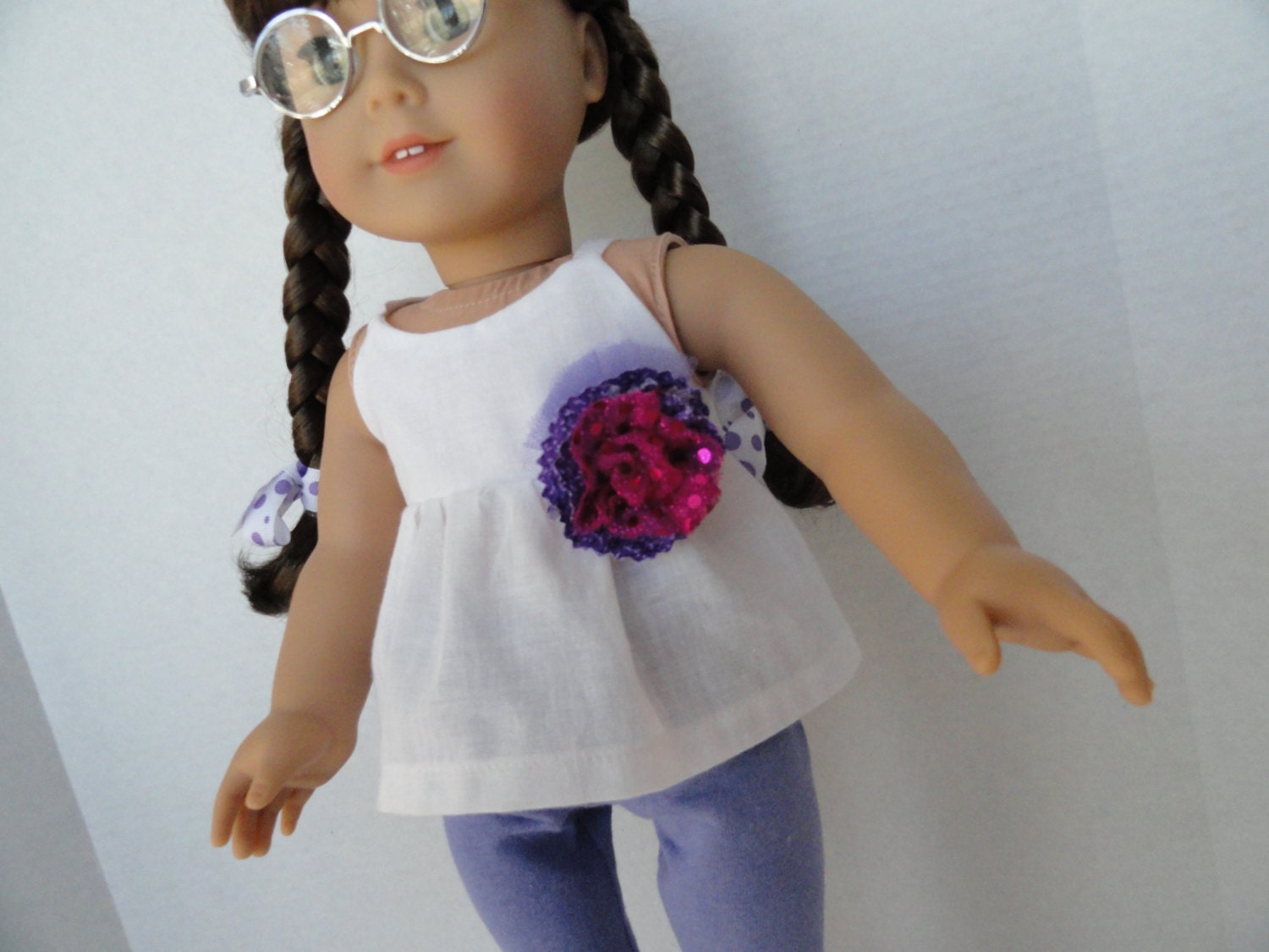 Capri pants and top Outfit Lavender and White for 18 Inch or  American Girl Doll size