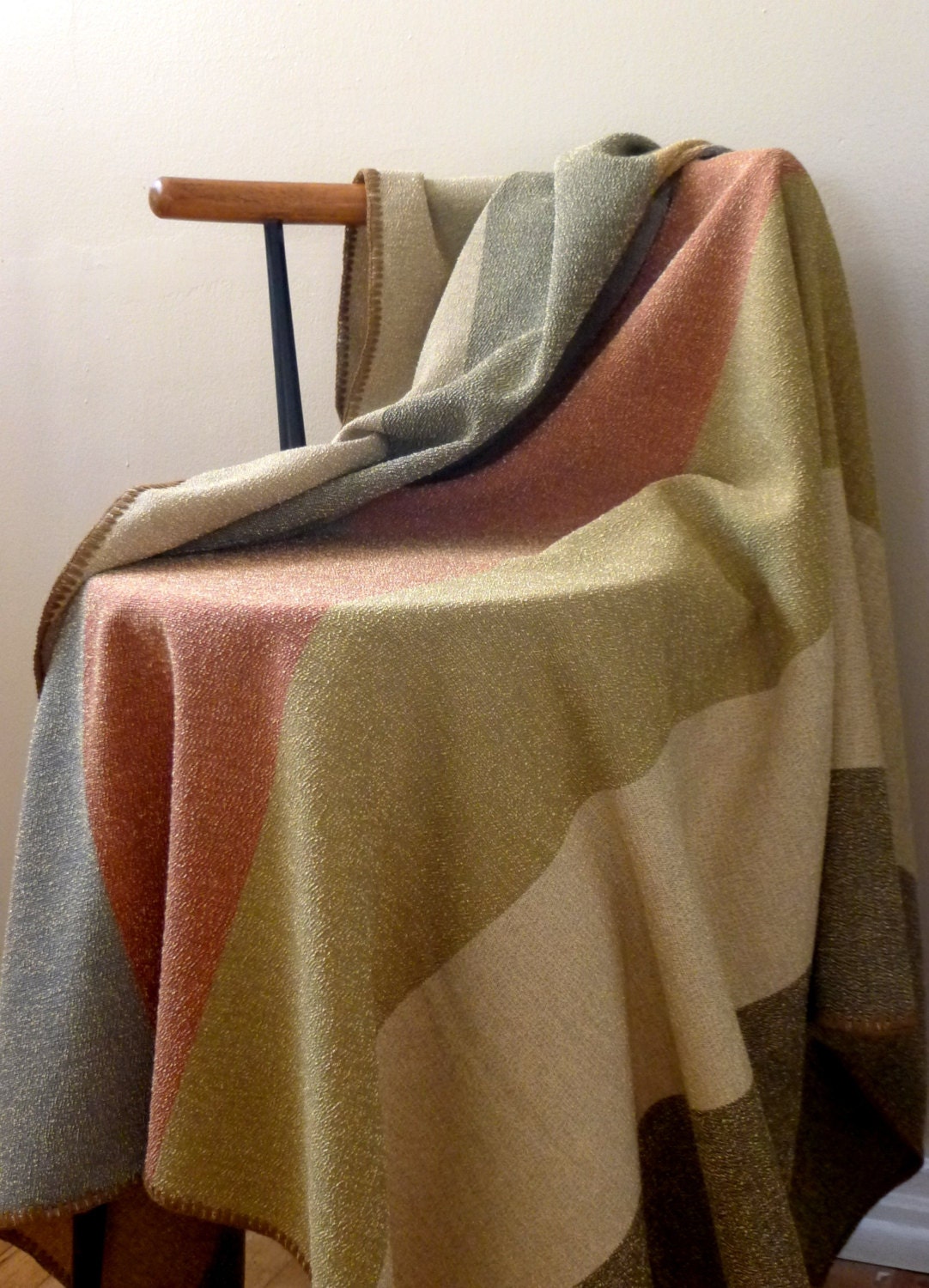 Throw Blanket / Golden Earth Stripe Blanket / Bold Stripe Blanket / Outdoor / Indoor