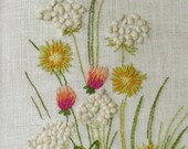 Vintage Framed Crewel Embroidered Fiber Art