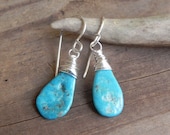 Turquoise earrings, December Birthstone earrings, turquoise drop earrings, genuine turquoise earrings, simple turquoise earrings