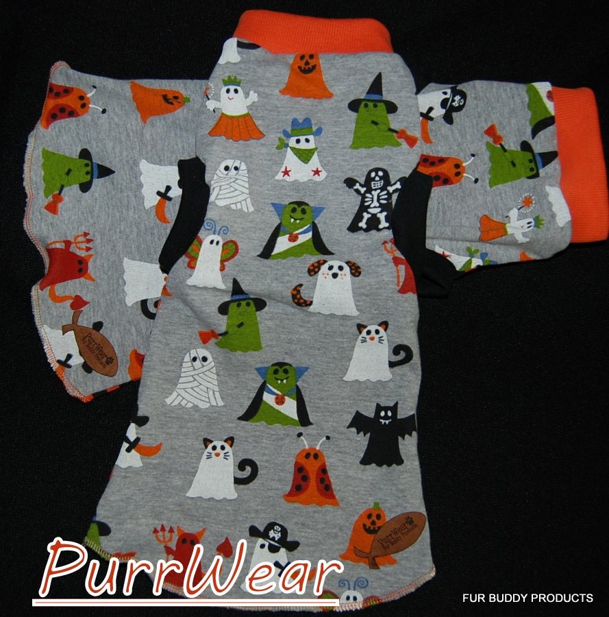 Halloween PurrWear in Designer Cotton Knit for Sphynx, Cornish Rex, Devon Rex and all short haired cats.
