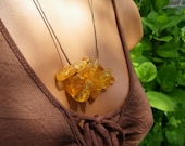 Baltic Amber Necklace. Raw Amber on Brown Leather Cord.  Boho Chic.