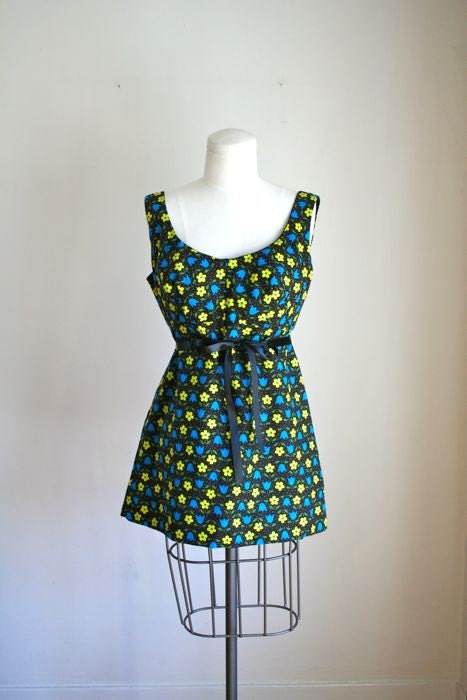 vintage 60s swim top - HOLAND floral print summer top / M / 38 A-B cup