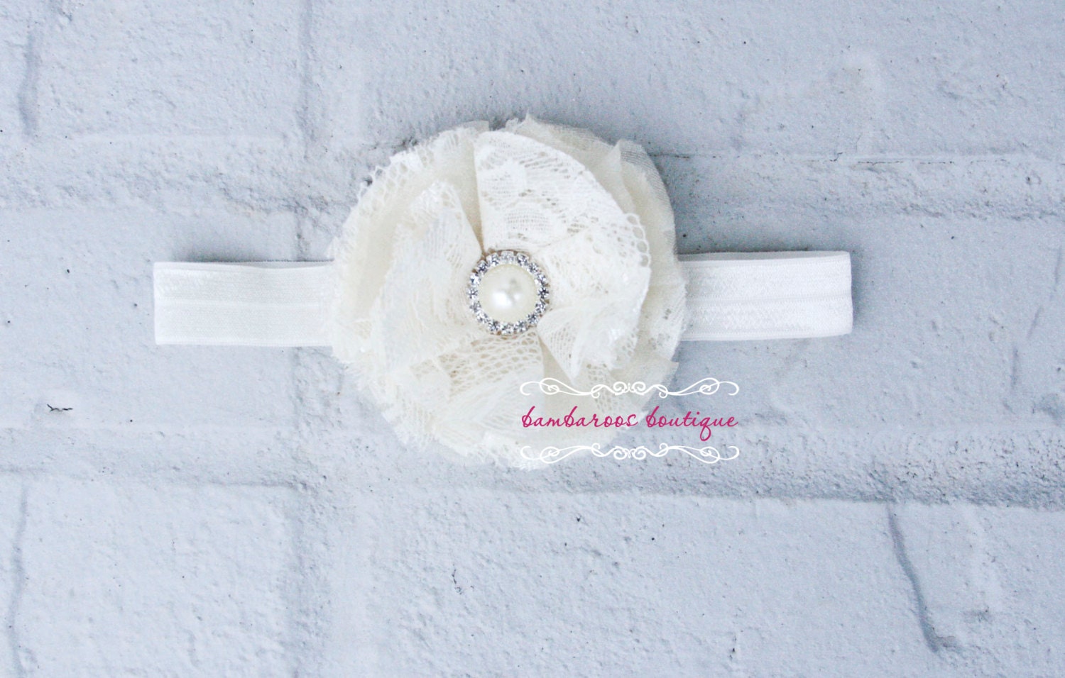 baby headband, ivory headband, flower girl hair accessories, baptism head band